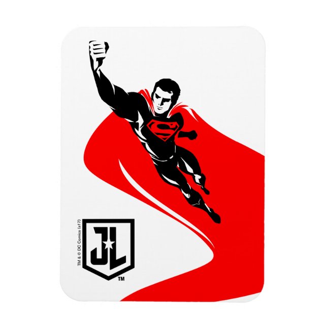 Magnet Flexible Ligue de Justice | Superman Flying Noir Pop Art (Vertical)