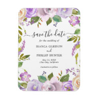 Lila aquarelle floral mariage Enregistrez la date