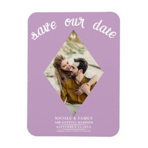 Magnet Flexible Lilas Rose Violet Photo Mariage Carte de Faire-Par