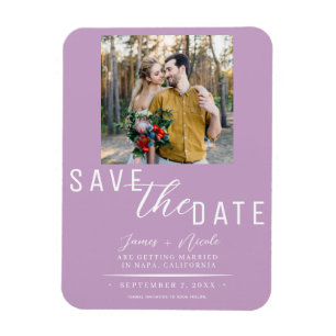 Magnet Flexible Lilas Violet Enregistrer la Date Photo Mariage