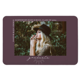 Magnet Flexible Line Art Purple Graduation Faire-part photo