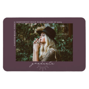 Magnet Flexible Line Art Purple Graduation Faire-part photo