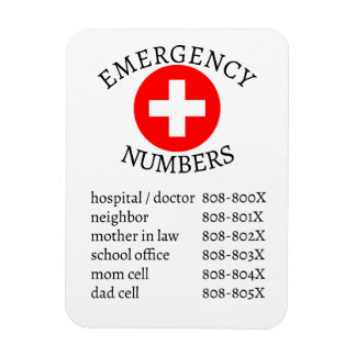 Magnet Flexible Liste des numéros de téléphone d'urgence