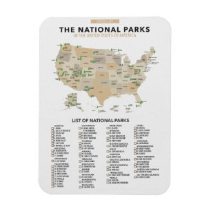 Magnet Flexible Liste des parcs nationaux aux États-Unis