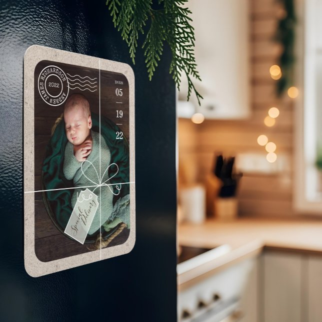 Magnet Flexible Livraison spéciale Parcelle Baby Birth Stats & Pho (Special Delivery Parcel Baby Birth Stats & Photo Magnet)