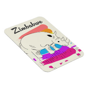 Magnet Flexible Logo de voyage rétro Zimbabwe
