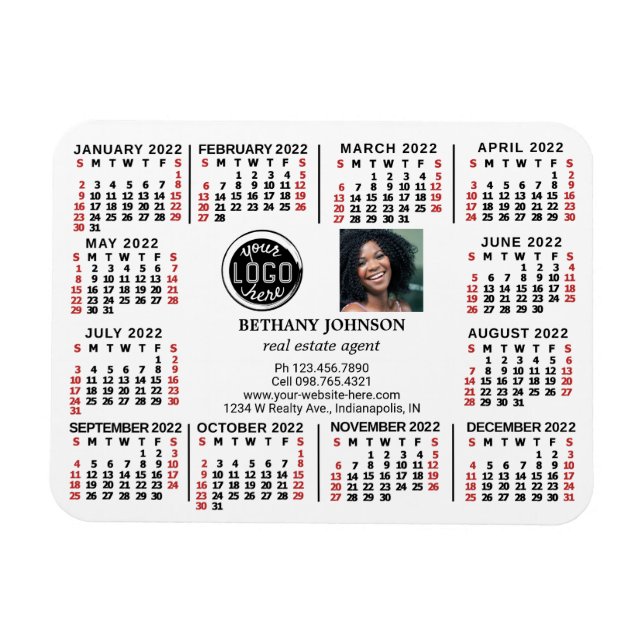 Magnet Flexible Logo d'entreprise 2022 Calendrier Photo Texte Faci (Horizontal)