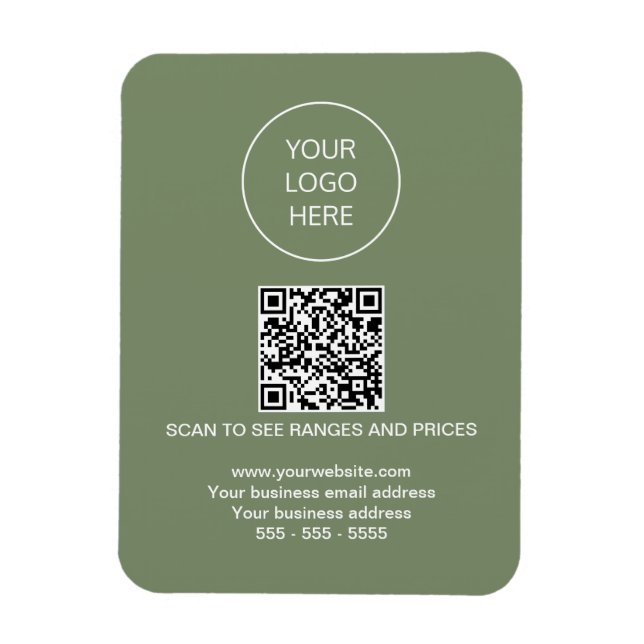 Magnet Flexible Logo QR Code Moderne Sage Aimant Vert (Vertical)