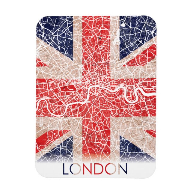 Magnet Flexible Londres Angleterre Royaume-Uni Drapeau Ville Carte (Vertical)