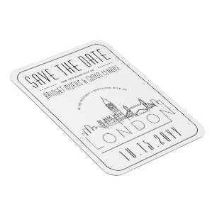 Magnet Flexible Londres, Royaume-Uni Mariage Styliszed Skyline Enr