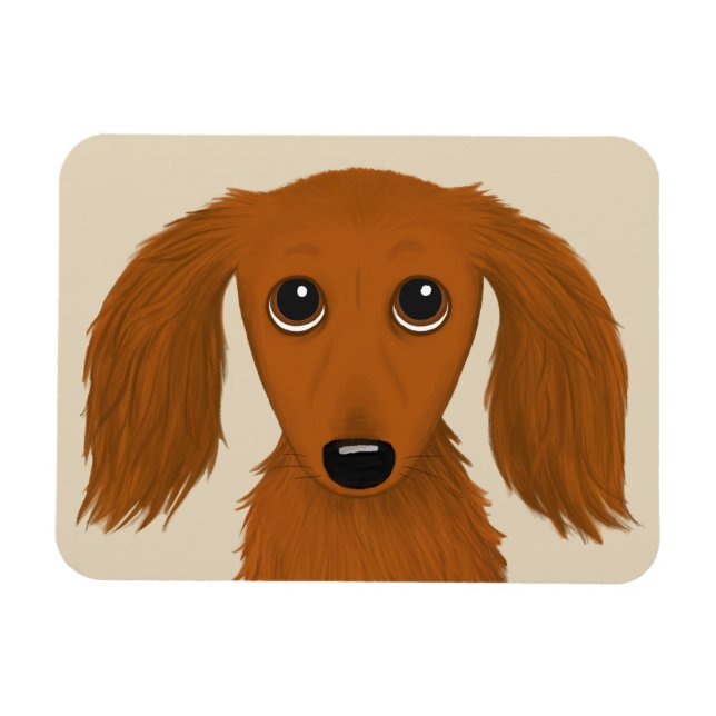 Magnet Flexible Long Haired Dachshund | Doxie mignon chien de dess (Horizontal)