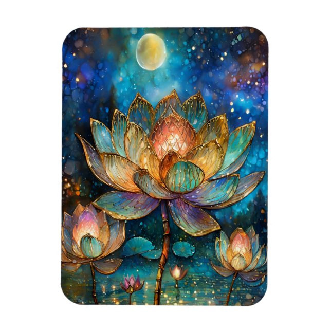 Magnet Flexible Lotus de verre tendu fleurit au clair de lune (Vertical)