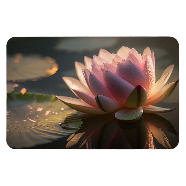 Magnet Flexible Lotus rose dans l'aimant photo léger du matin (Horizontal)