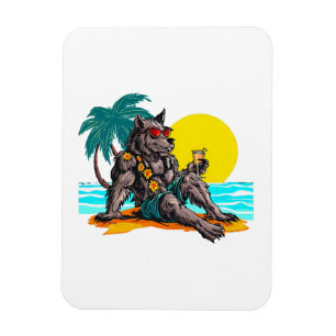 Magnet Flexible loup-garou en vacances
