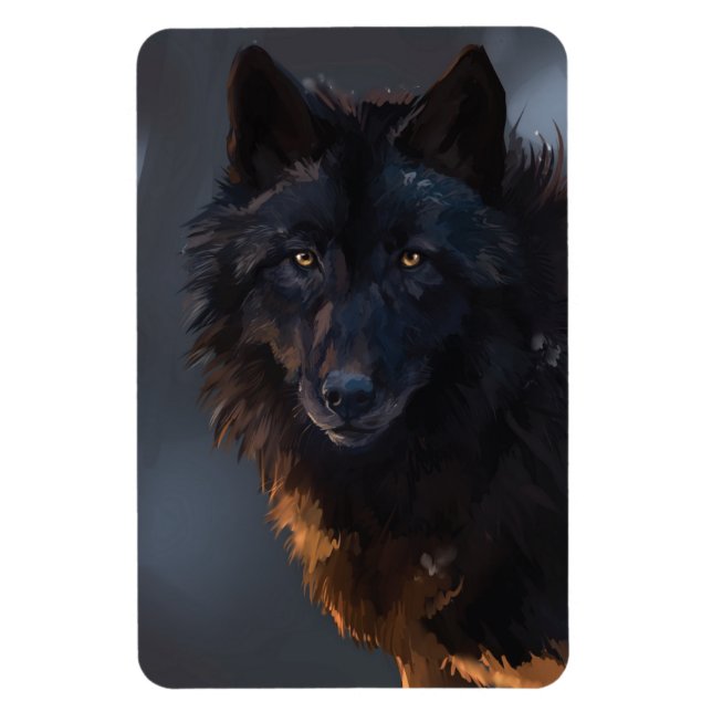 Magnet Flexible Loup noir, loup, animal sauvage, animaux, grand lo (Vertical)