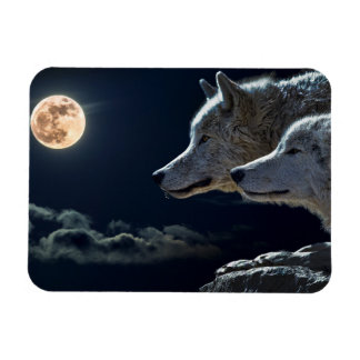 Magnet Flexible Loups hurlant à la Pleine lune Fridge Magn