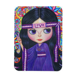 Magnet Flexible Love Hippie fille Paix Signal mignon gros oeil