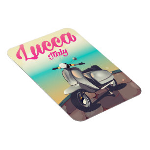 Magnet Flexible Lucca Italie Scooter imprimé affiche de voyage.