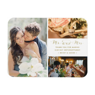 Magnet Flexible M. et Mme Mariage Merci Photo Collage