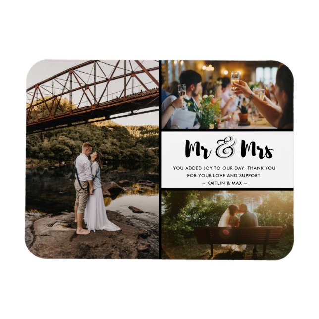 Magnet Flexible M. et Mme Merci Photo Collage noir et blanc (Horizontal)