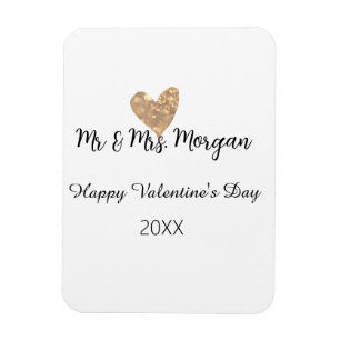 Magnet Flexible M. et Mme nom joyeuse Saint-Valentin cœur en or 
