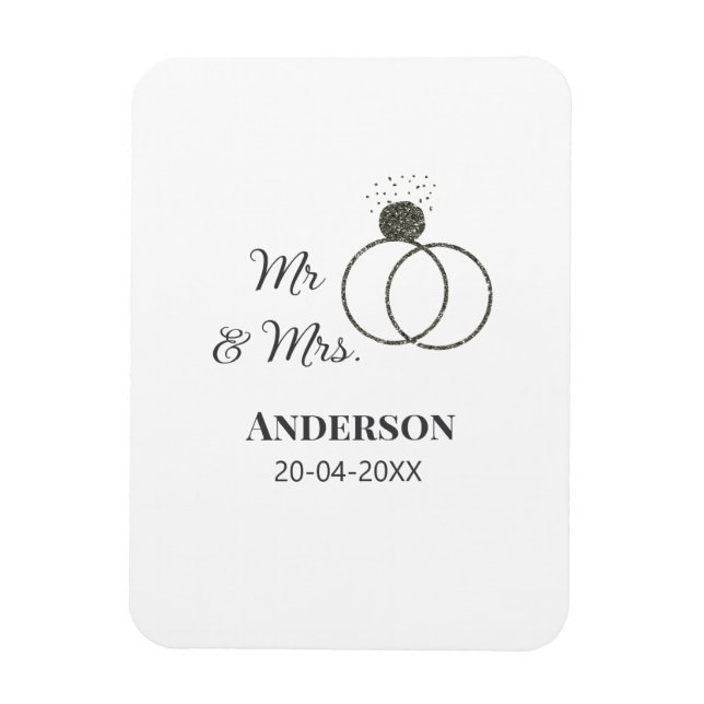 Magnet Flexible M. & Mme ajouter nom de famille date année mariage (Vertical)