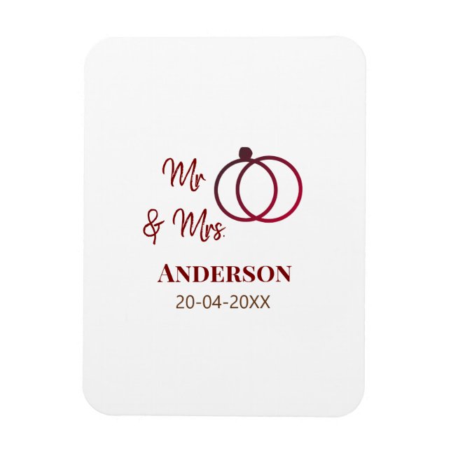 Magnet Flexible M. & Mme ajouter nom de famille date année mariage (Vertical)