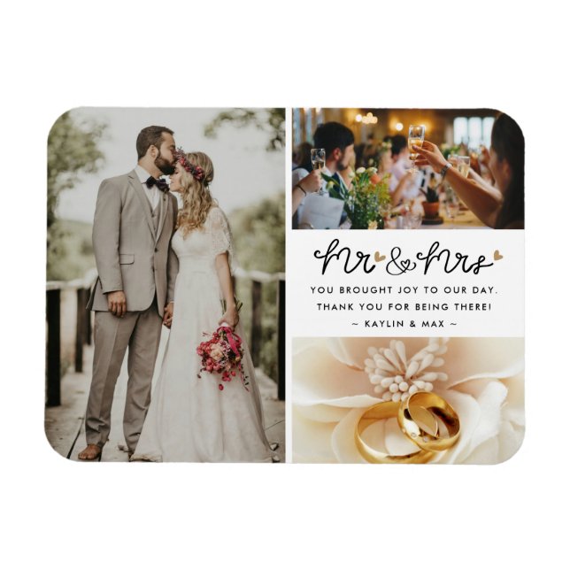 Magnet Flexible M. Mme Photo Collage Mariage Merci (Horizontal)