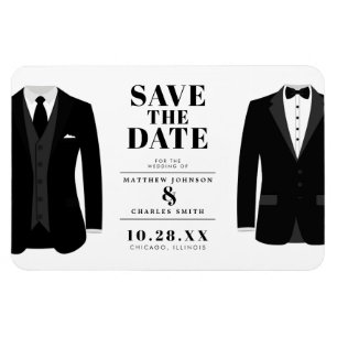 Magnet Flexible M. & Mr. Modern Black Mariage Tux - Sauvez la date