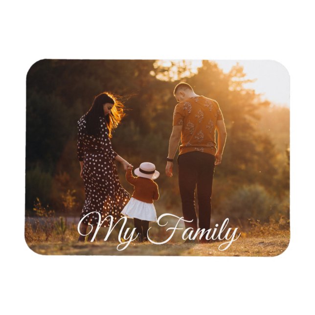 Magnet Flexible ma famille chic calligraphie photo vacances (Horizontal)
