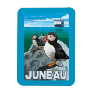 Magnet Flexible Macareux et bateau de croisière - Juneau, Alaska