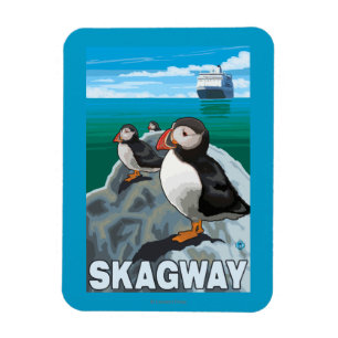 Magnet Flexible Macareux et bateau de croisière - Skagway, Alaska