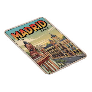 Magnet Flexible Madrid ville espagne souvenirs de voyage vintage,