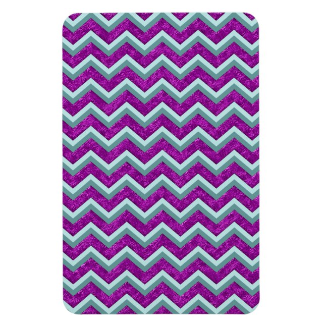 Magnet Flexible Magenta Foil et Turquoise ZigZag Motif (Vertical)
