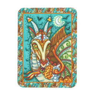 MAGNET FLEXIBLE MAGIC CANDY CORN DRAGON, HALLOWEEN IMAGINAIRE BEAS