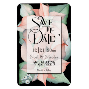 Magnet Flexible Magie de Noël/Poinsettia Enregistrer la date Maria