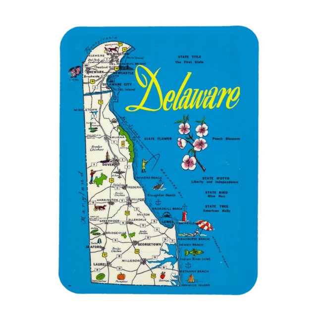 Magnet Flexible Magnat Carte Très Bleu Delaware (Vertical)