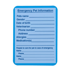 Magnet Flexible Magnat d'information d'urgence pour animaux