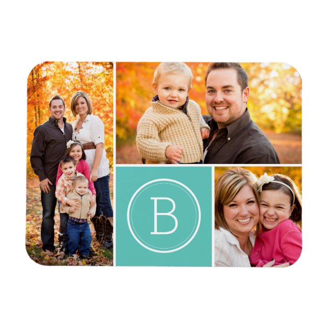 Magnet Flexible Magnat photo Monogramme 3 personnalisé (Horizontal)
