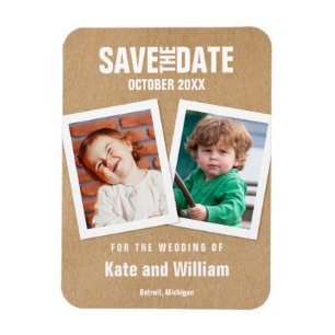 Magnet Flexible Magnifique mariage, sauvez la date, photos d'enfan