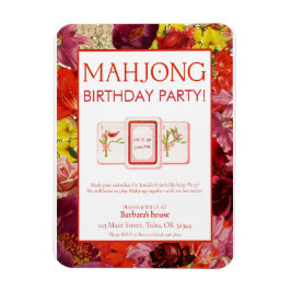 Magnet Flexible Mahjong Birthday Party Invitation, Floral