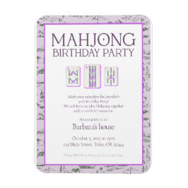Magnet Flexible Mahjong Birthday Party Invitation, purple toile