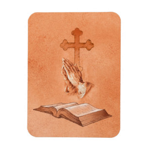 Magnet Flexible Mains de prière avec la croix et la bible