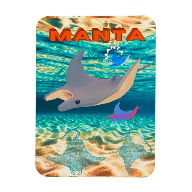 Magnet Flexible Majestic Manta Ray Design, Majesté océanique (Vertical)