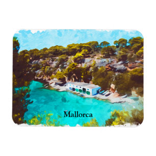 Magnet Flexible Majorque Espagne Aquarelle Vue panoramique Paysage