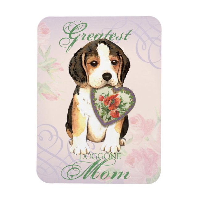 Magnet Flexible Maman du coeur beagle (Vertical)