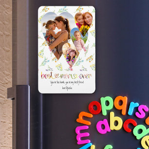 Magnet Flexible Maman Jolie Typographie Fleur sauvage Art 4 Heart 