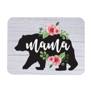 Magnet Flexible Maman Ours Élégant Rustique Floral Fleurs Maman