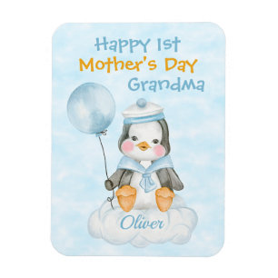 Magnet Flexible Mamie 1er fête des mères Pingouin Bleu