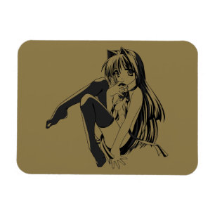 Magnet Flexible Manga, Chat fille aux oreilles de chat Furry Kawai